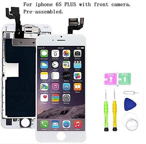 Screen Replacement Compatible with iPhone 6S Plus Full Assembly - LCD 3D Touch Display Digitizer with Ear Speaker, Sensors and Front Camera, Fit Compatible with All iPhone 6S Plus (White)