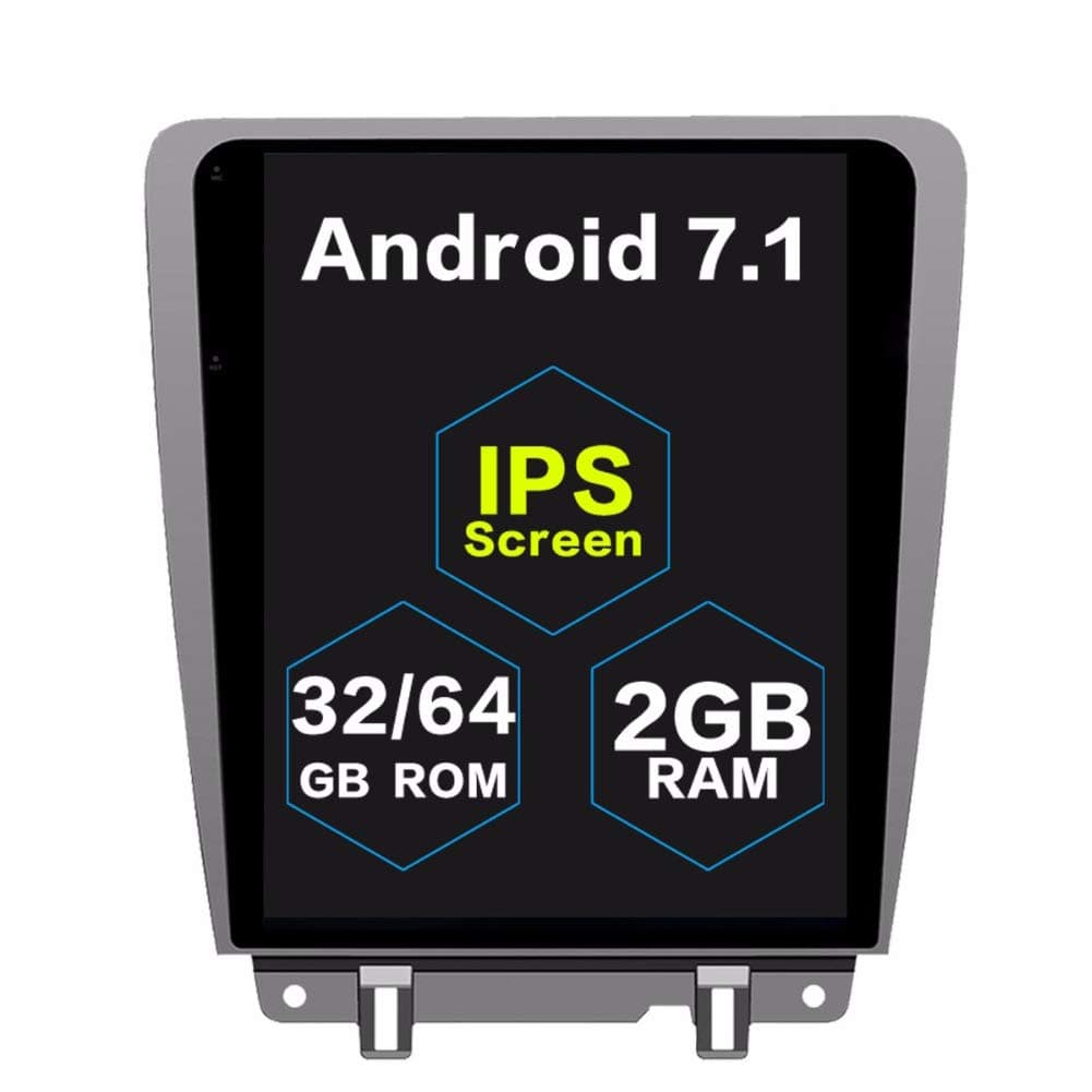 Flyunice 12.1 Inch IPS Vertical Screen Tesla Style Android 7.1 Touch Screen Car Stereo Radio GPS Navigation for Ford Mustang 2010 2011 2012 2013 2014 Headunit Multimedia Bluetooth WiFi 4G