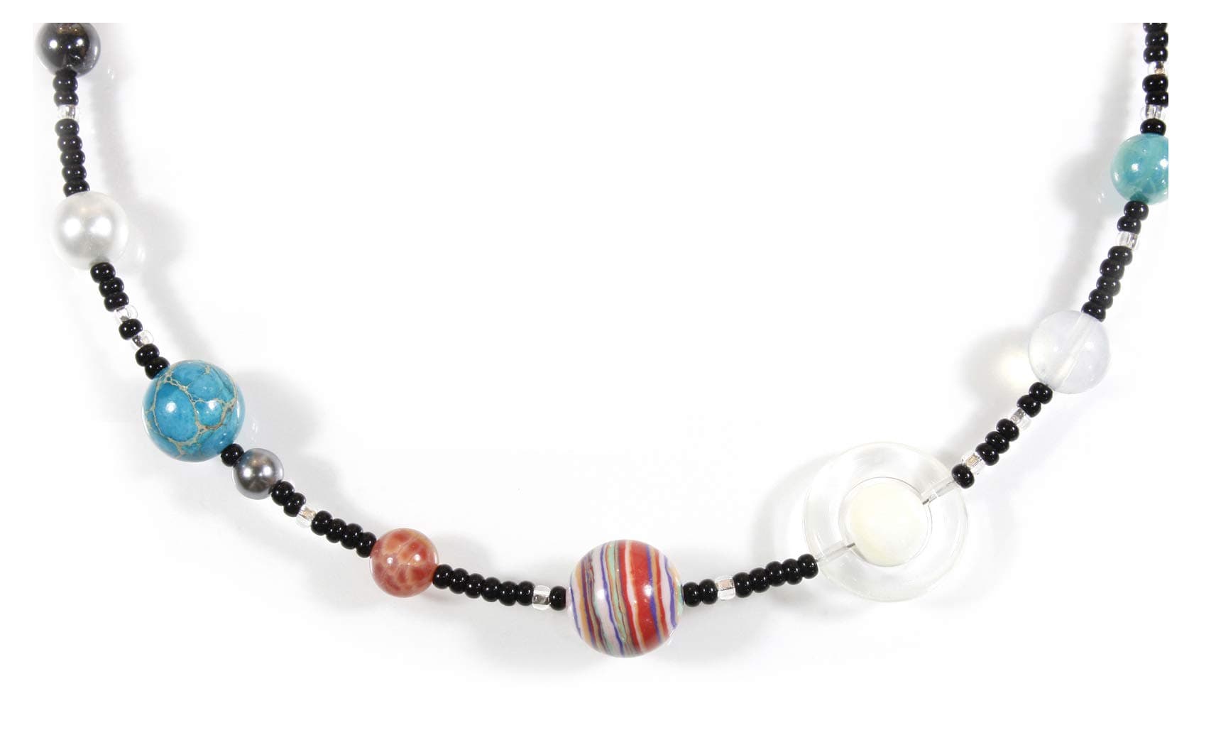"The Nine Planets Choker", the Solar System in Assorted Stones, 17 Inches Adjustable