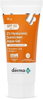 1% Hyaluronic Sunscreen SPF 50 Aqua Gel, PA++++, Lightweight, No white-cast for Broad Spectrum & Blue Light Protection for Oily, Dry, Acne-prone Skin - 30g