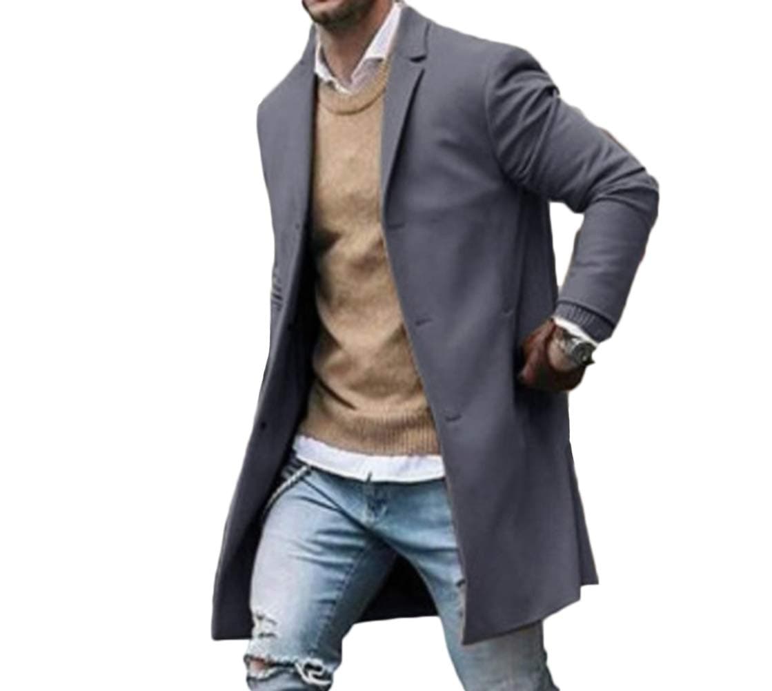 Canrulo mens Trench Coat,pea Coat