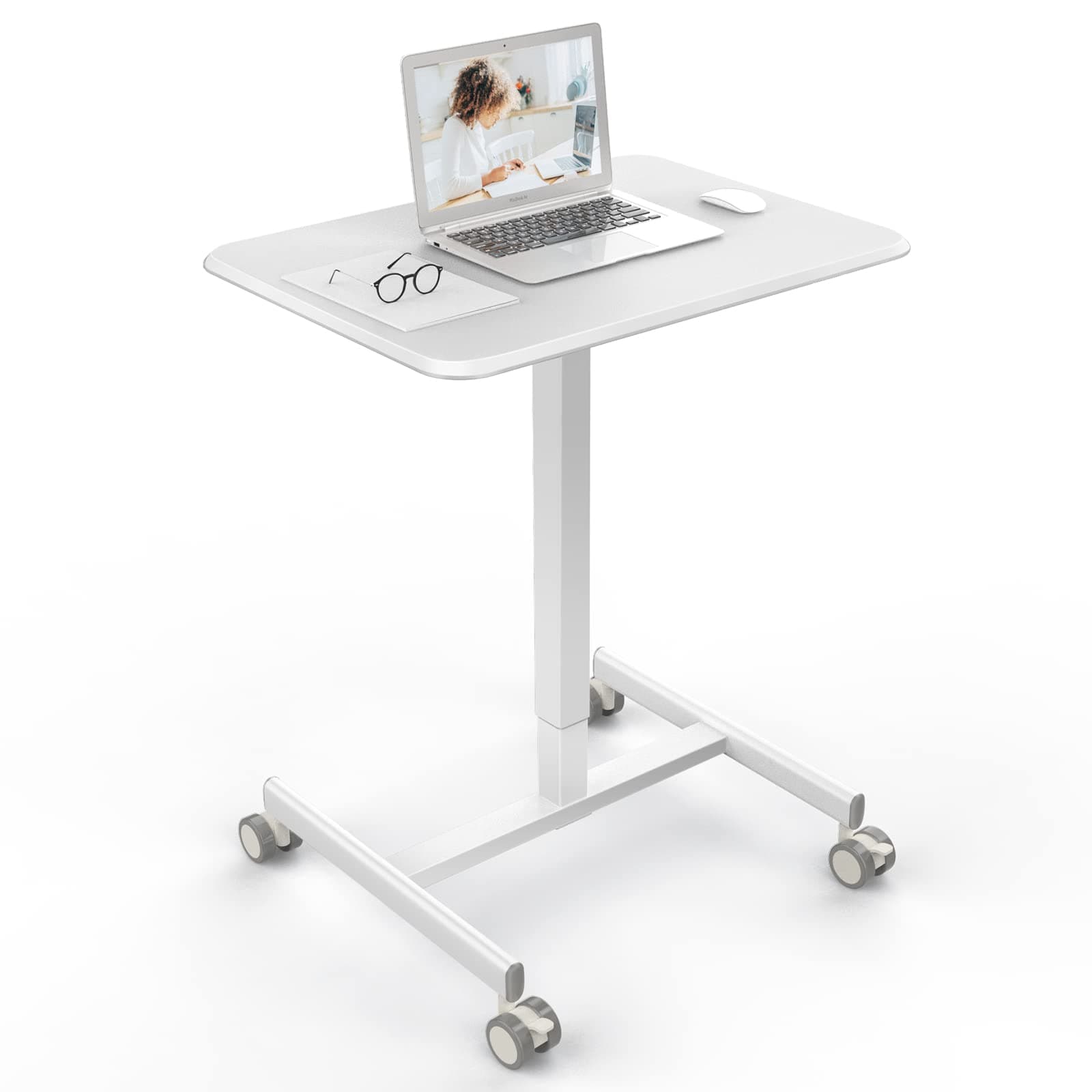DUMOSMobile Standing Home Office Desk, White