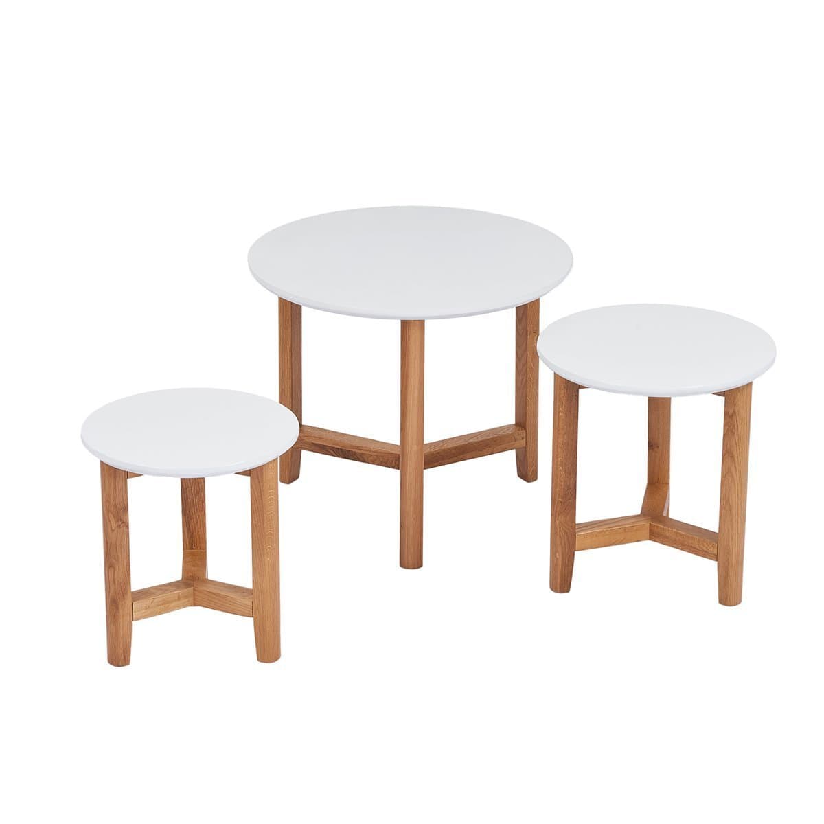 Clearance Coffee Table Set, Stacking End Side Table with Modern Design (Wood, Set of 3)