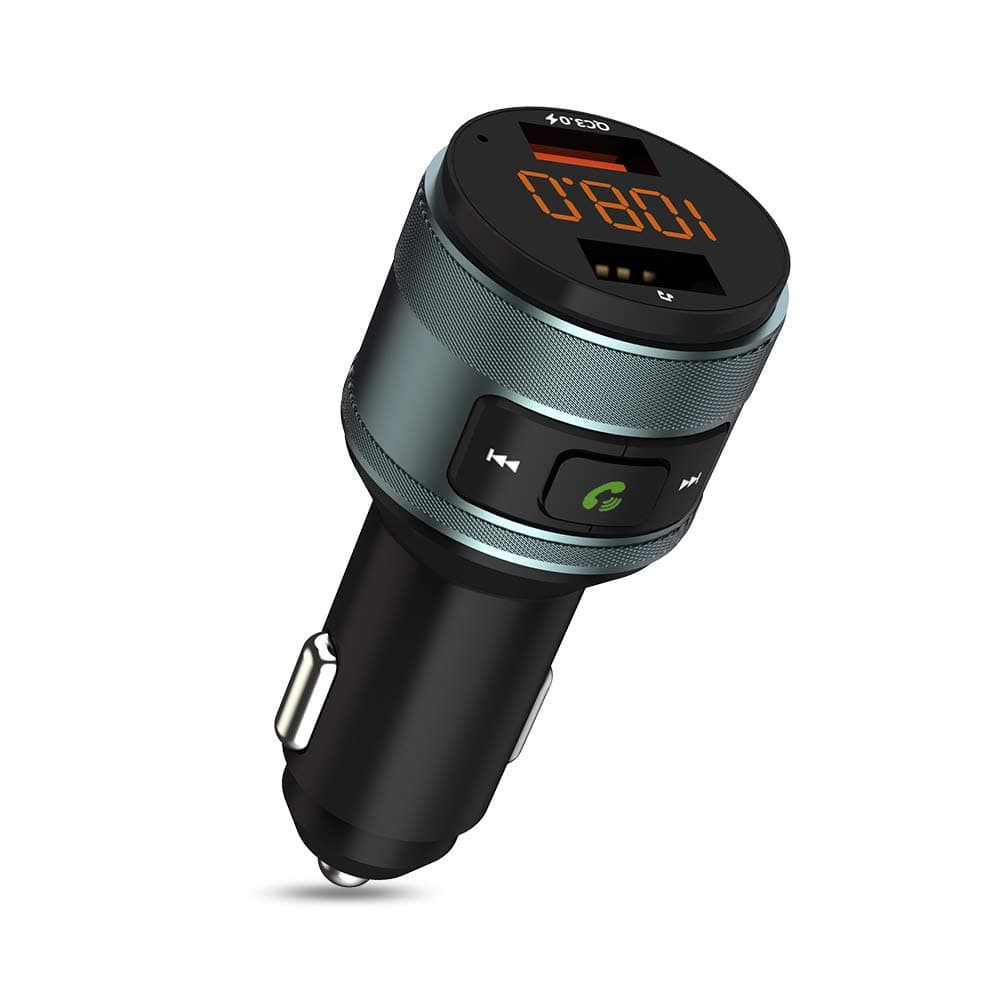 ZeaLife Bluetooth FM Transmitter, Bluetooth Car Adapter with QC 3.0 Fast Charging Port Hands Free Calling Car Charger and Music Player Kit Dual USB Ports Support USB Flash Drive for iPhone/Android