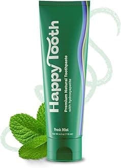 Happy Tooth Hydroxyapatite Toothpaste, Fluoride Free, Natural Whitening for Kids, Toddlers and Adults, SLS Free, Enamel Safe, Dentist Formulated with Clean Ingredients, Fresh Mint Flavor, 4.0 oz