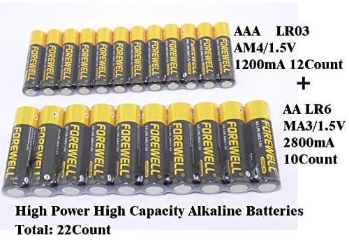 AA AAA High-Power High-Capacity Alkaline Batteries, Especially for High-Power Appliances, 1.5VAA (LR6 AM3 2800mAH) and AAA (LR3 AM4 1200mAH), A Total of 22 Packets (2 Board)Real High Capacity