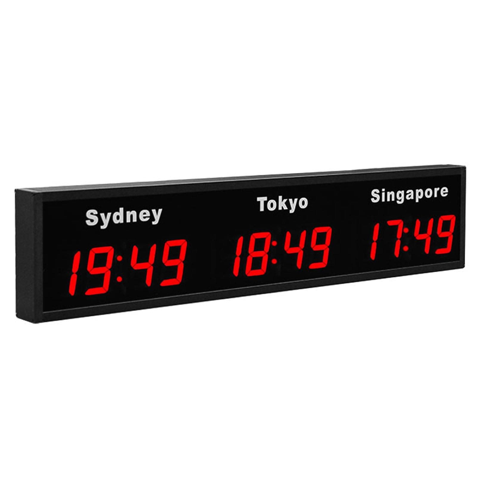 World Time Zones Clock, LED Digital Multiple Time Zones Clock, 3/4/5 Cities World Time Wall Clock, for Hotels/Enterprises/airports,3City-Red