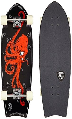 Skate Designs Octopus Cruiser Complete Skateboard, Black/Red