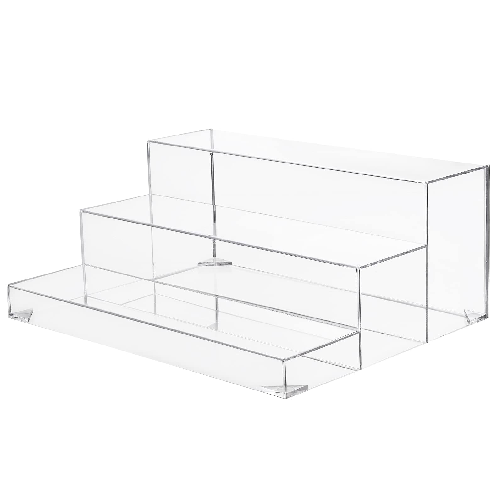 BARsics 3-Tiers Assembled Back Bar Bottle Rack Display, Clear Acrylic Stand Riser 15x6x12 inches