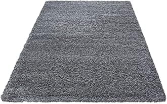 Plain Shaggy Rugs Living Room & Bedroom Soft Touch 5 CM Thick Pile Modern Bedroom Living Room Area Rugs Non Shed 4 x 4 Ft Size, Grey