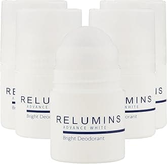 Relumins Advance Natural Brightening Deodorant for Dark Underarms, Roll On Deodorant for Women and Men with Glutathione, Kojic Acid, and Witch Hazel with 24-Hour Odor Protection, 1.5 fl oz (5 Pack)