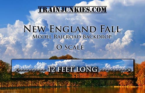 Train Junkies New England Fall with Clouds - Railroad Backdrop O Scale