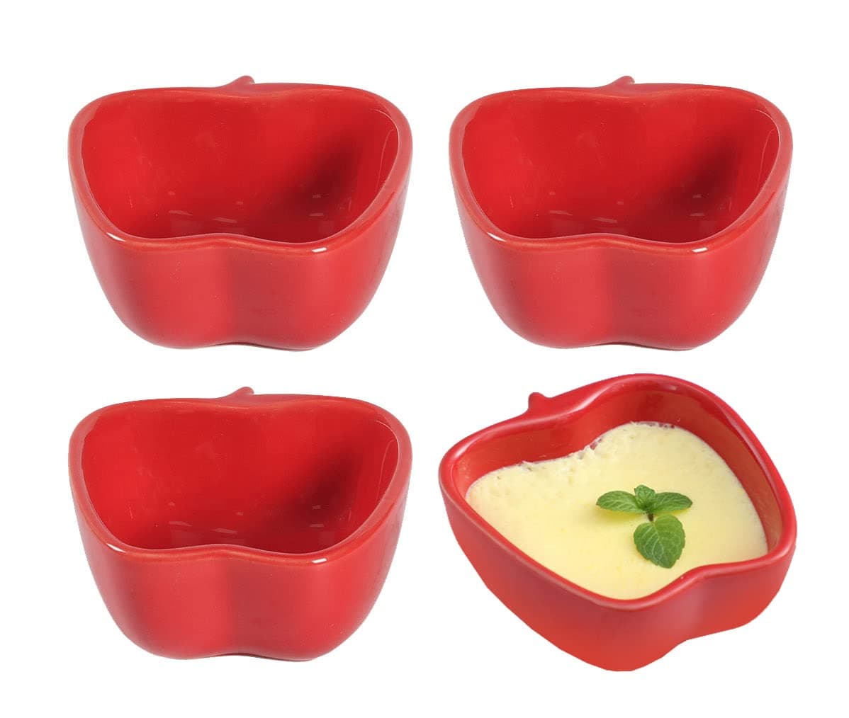 123Arts 4pcs Apple Shape Ceramic Dessert Bowls