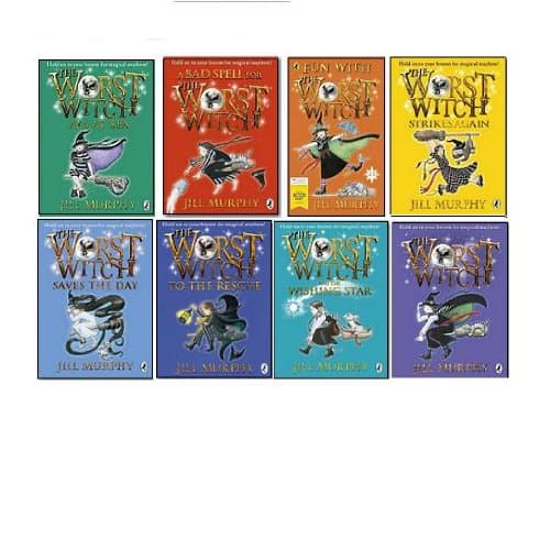 Jill Murphy The Worst Witch Collection 8 Books Set,(The Worst Witch,The Worst Witch to the Rescue,The Worst Witch Strikes Again,The Worst Witch All at Sea A Bad Spell for the Worst Witch, Fun with the worst withch and Witch and The Wishing Star Paperback