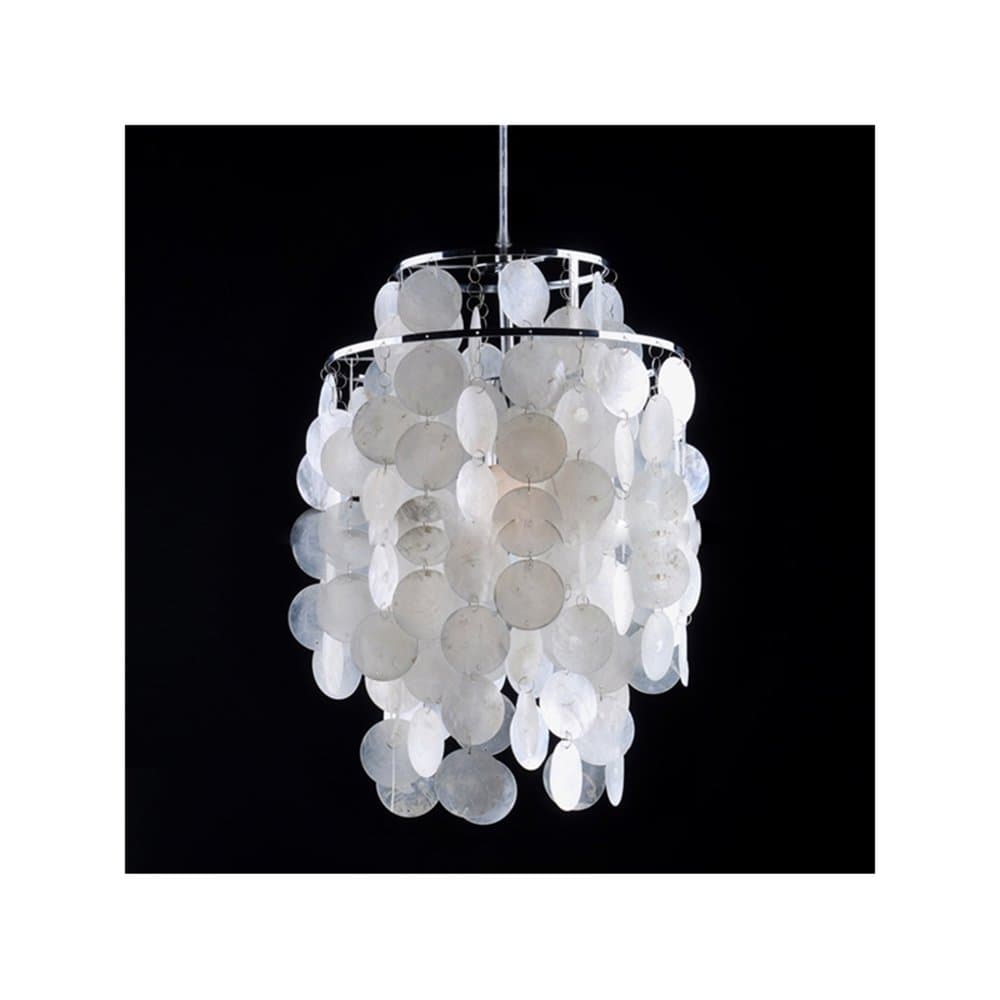 Chicstyleme Ceiling Lights Mini White Shell Pendant Light Chandelier (Chrome Finish)