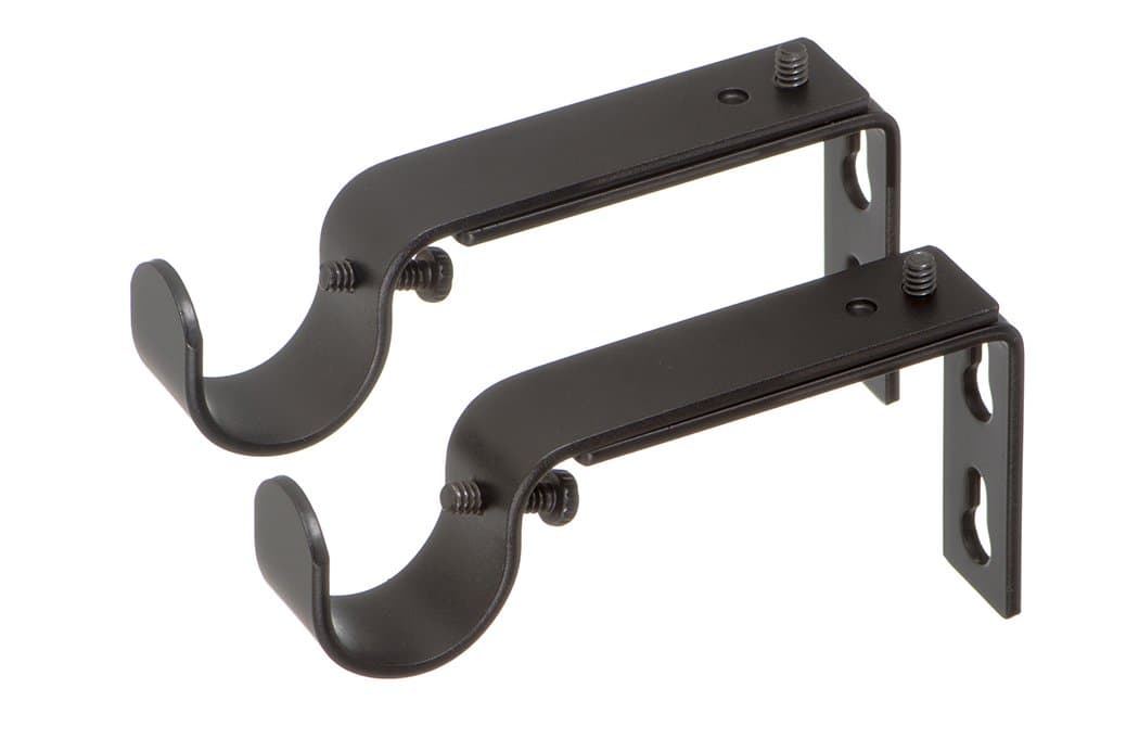 IvilonAdjustable Brackets for Curtain Rods - for 7/8 or 1 Inch Rods. Set of 2 - Antique Black