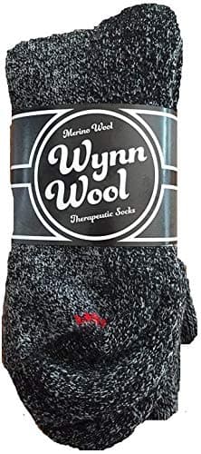 Diabetic Merino Wool Loose Fitting Socks 2 Pair Small Black