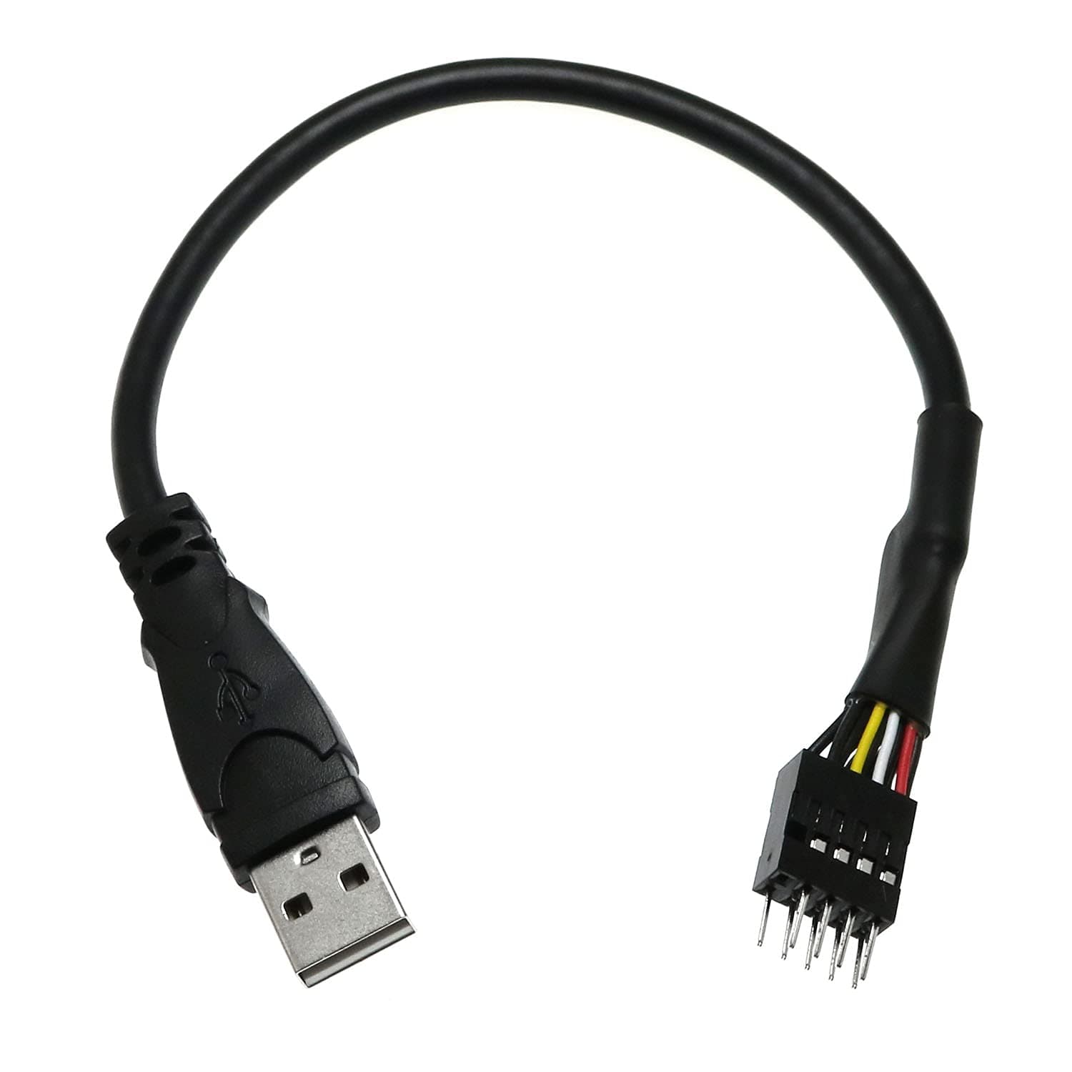 Black 9-Pin USB IDC Male Header to Single USB 2.0 Type A Male Cable 7.8 Inches