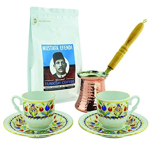 Turkish Coffee World Turkish Coffee Set for Two with Premium Coffee (8.8 oz/250 g)