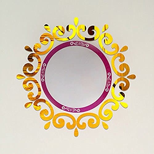 MEYA Top Ceiling Mirror Wall Sticker, 70x70cm DIY Decorative Frame (Gold)