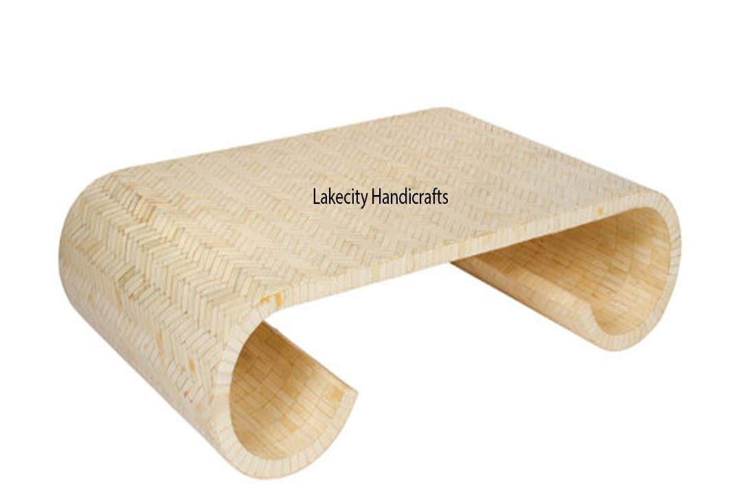 Bone Inlay Coffee Table in Cream Color