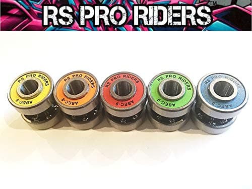 8 X 608 RS QUALITY RS PRO ABEC 9 LONGBOARD SKATEBOARD BEARINGS BUILT-IN SPACERS SPEED RINGS
