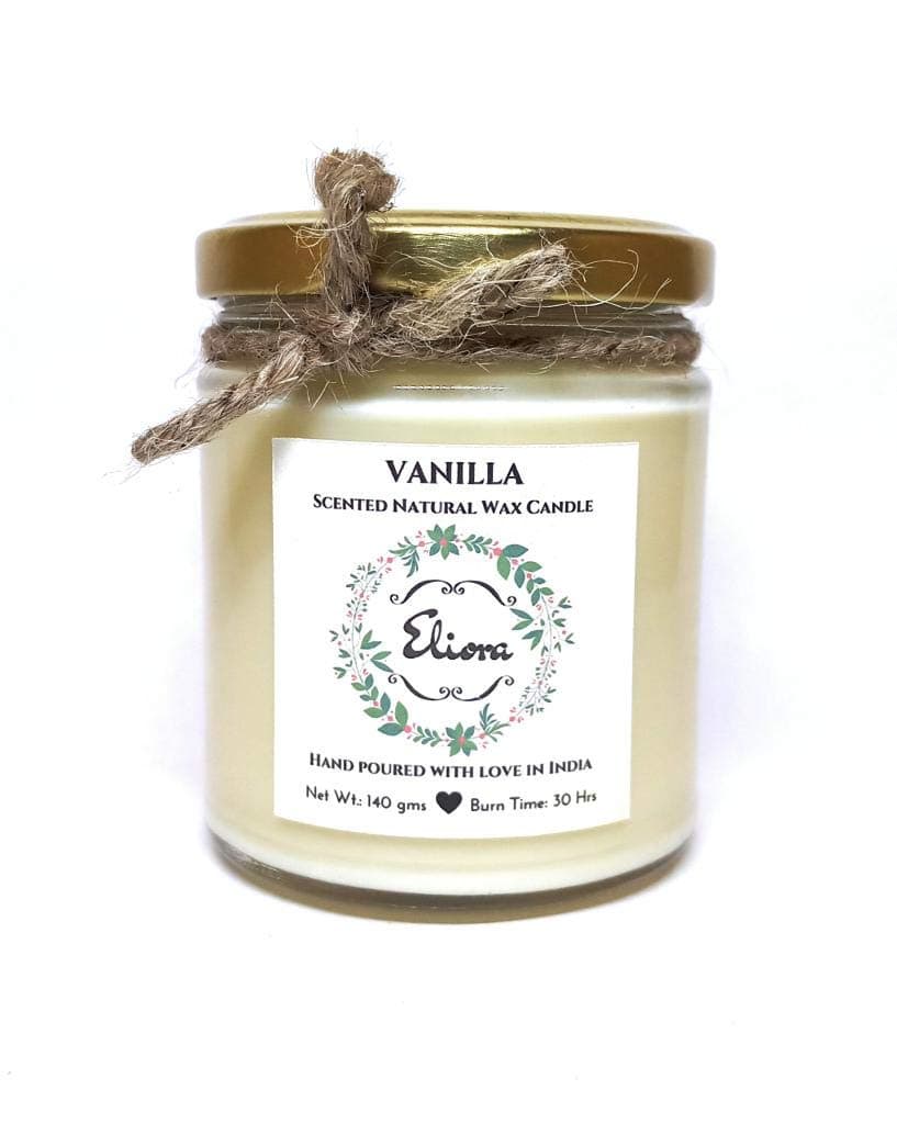 ElioraVanilla Scented Soy Blend Glass Jar Candle