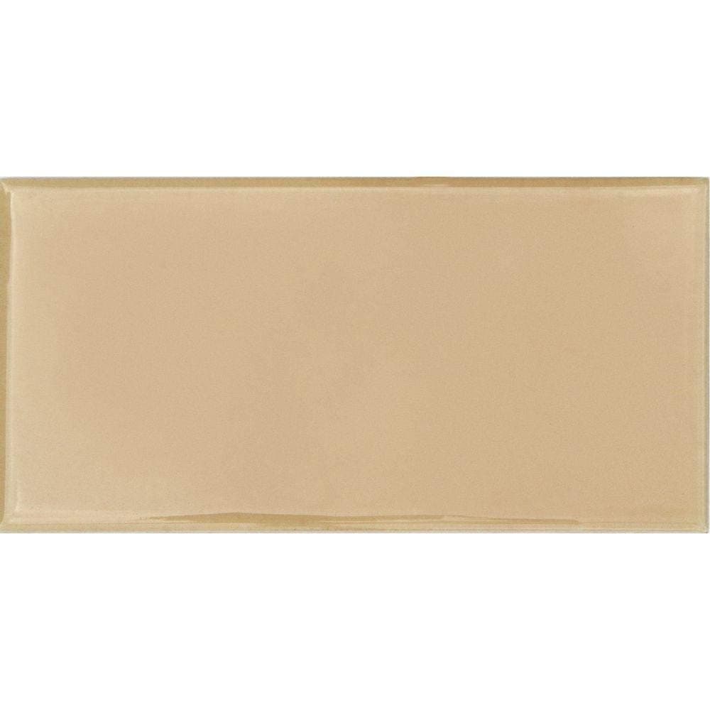 Hand-Painted Ceramic 3" x 6" Glazed Field Tile in Crema