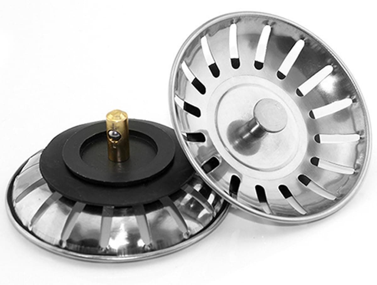 2PCS Sink Strainer Stopper for Kitchen, Universal Silicone Sink Drain Strainer, Food Catcher Strainer Plug for Sink Drain Silver