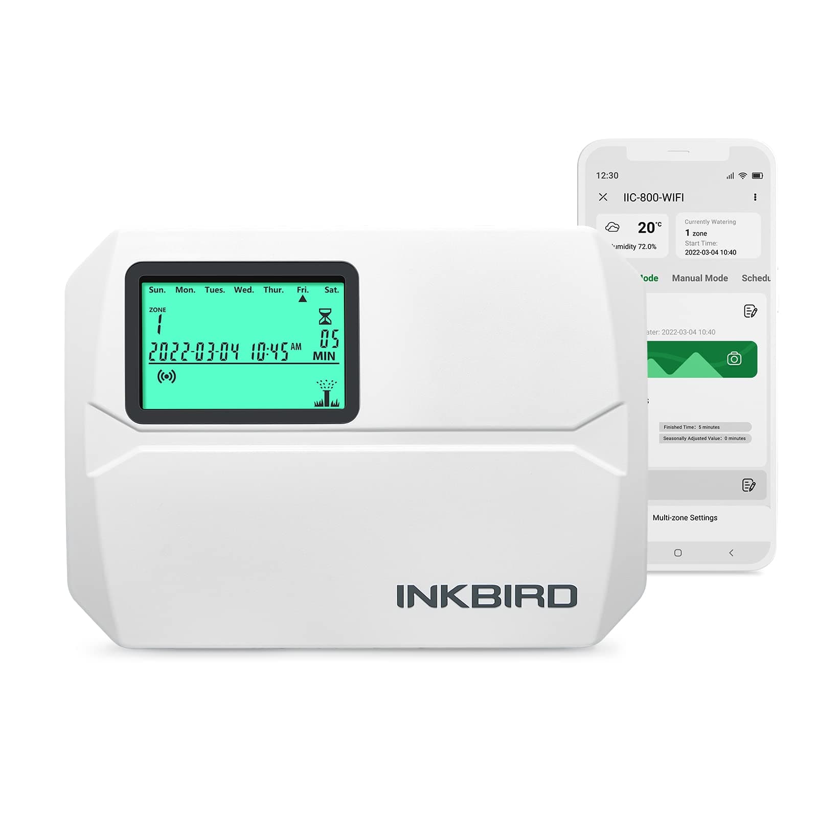 INKBIRD Smart Sprinkler Controller IIC-800-WiFi 8-Zone Control Wi-Fi Automatic Irrigation Timer with Rain Skip Seasonal Irrigating Adjustment Manual Mode App Monitor Ideal for Indoor & Outdoor Gardens