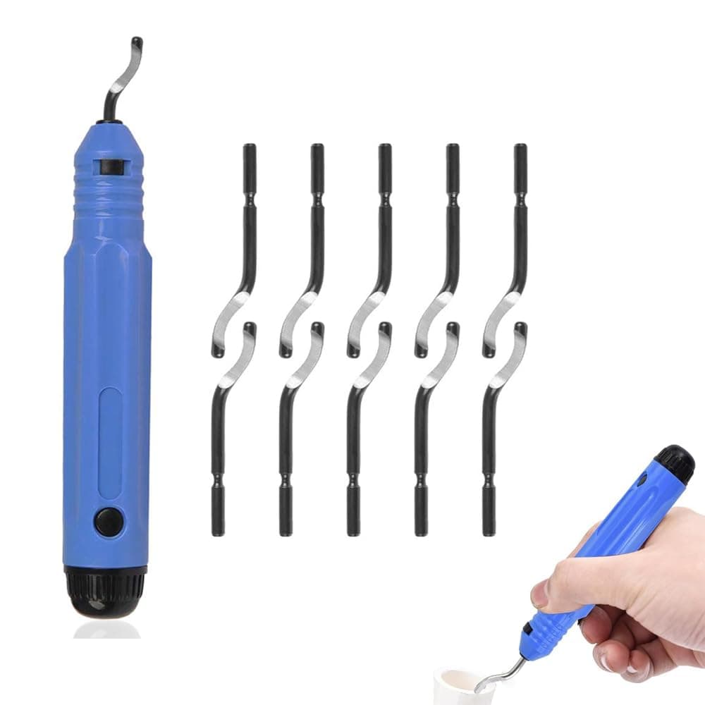 Deburring Tool Kit, NB1100 Handle + 10 Pcs BS1010 Rotary Deburr Blades,Hand Rotary Pipe Deburring Cutter For Cutting Deburrs Wood, Plastic, Copper, Aluminum And Steel