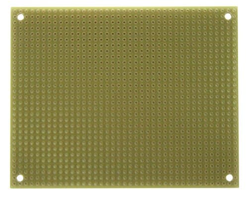 ST2. Traditional Stripboard Pattern Prototyping Circuit Board, 100 mm W x 80 mm L x 1/16" T