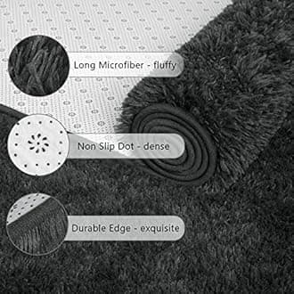 Chicrug Soft Runner Rugs for Bedroom Living Room Plush Fluffy Rug 2x8 Feet, Shag Furry Runner Carpet Non Shedding for Nursery Children Kids Girls Room Home Decorative,Dark Gery