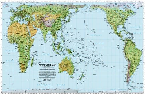 Pacific-centered Peters Equal Area Map - laminated