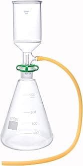 Buchner Funnel Filter Kit 1000ml Filter Bottle and 250ml Buchner Funnel, G3 Borosilicate Glass Lab Vacuum Filtration Distillation Equipment Filter Flask Set