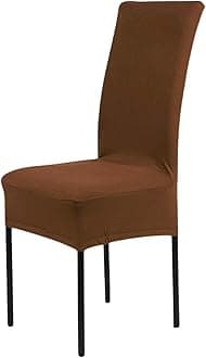 High-Back Chair Covers for Dining Room Chairs – Spandex Stretch, Universal Armless Chair Protective Slipcover, Removable & Washable for Kitchen, Wedding, Party, Banquet & Hotel, Brown, Pack of 8