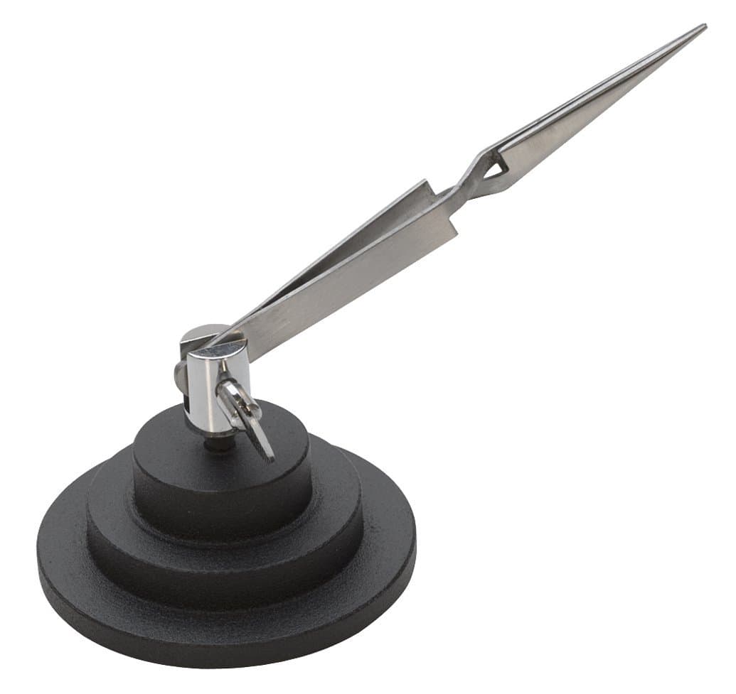 PMC Supplies Basic Third Hand with 4-1/2'' Cross-Locking Tweezers, Industrial Tweezers for Jewelry Making, Soldering, Metalworking Bench Tool