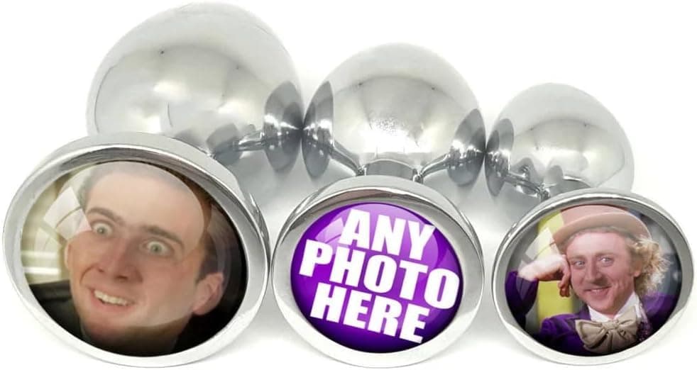 Personalized Custom Metal Butt Plug Add Any Image Great Gag Gift Choose Your Size or Set of 3 (Small)