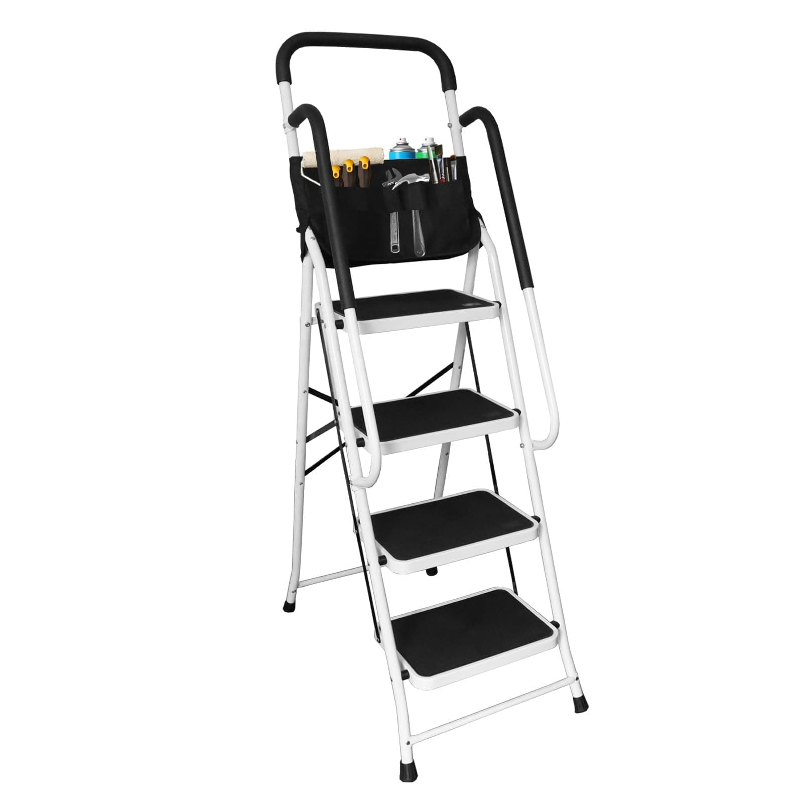 Big Red 4 Step Ladder, 400lbs Ergonomic Folding Stool with Anti-Slip Pedal, S...