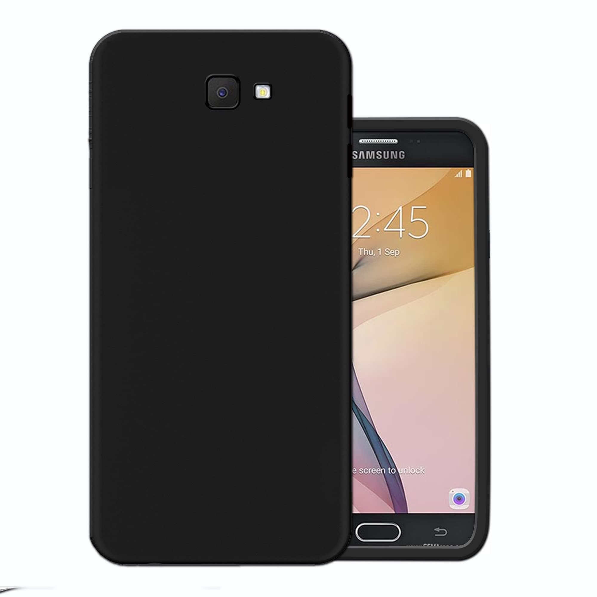 Exclusive Rubberised Matte Finish Soft Back Case Cover for Samsung Galaxy J7 Prime - Black