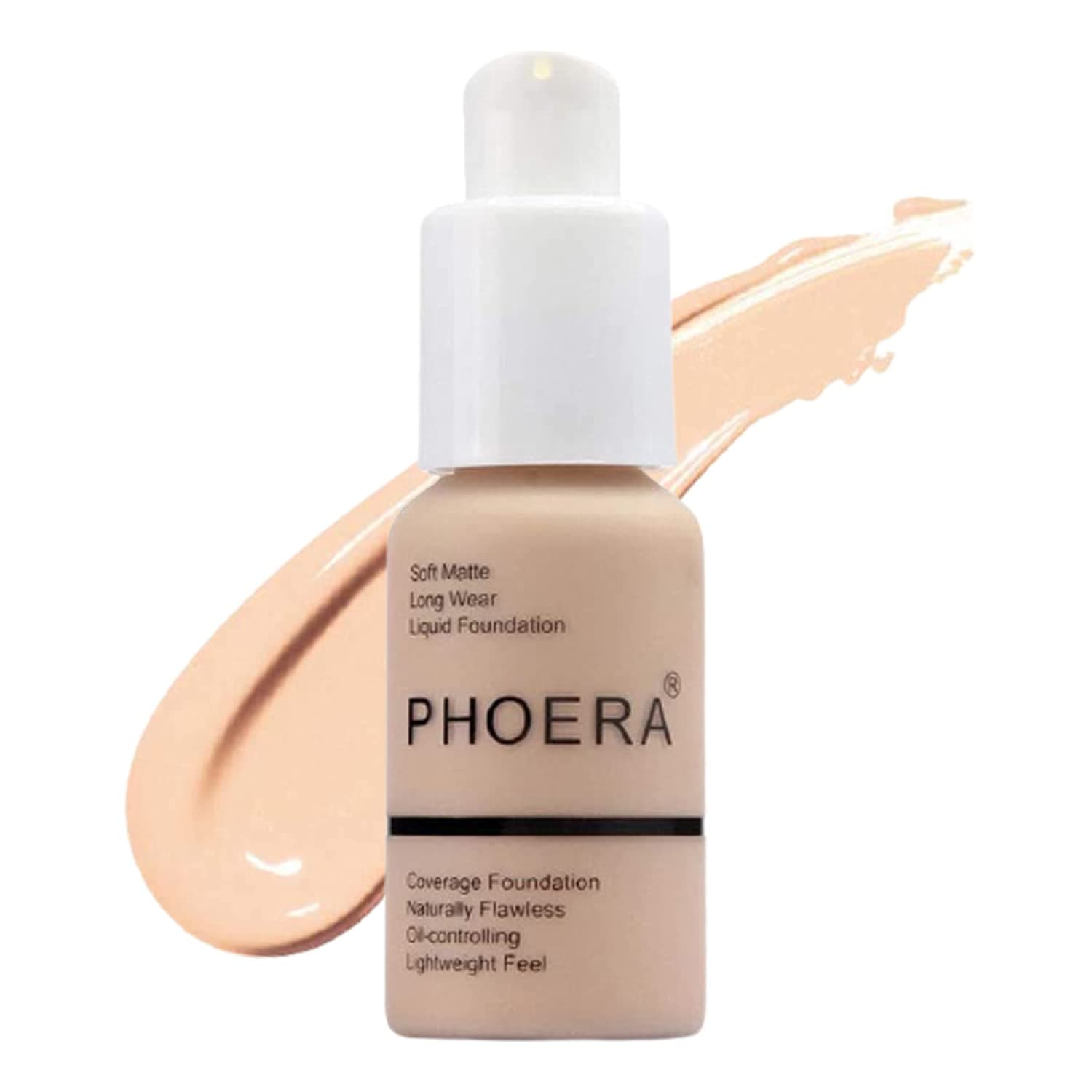 PHOERA Foundation Concealer Makeup Full Coverage Matte Brighten Long Lasting UK (102 NUDE)