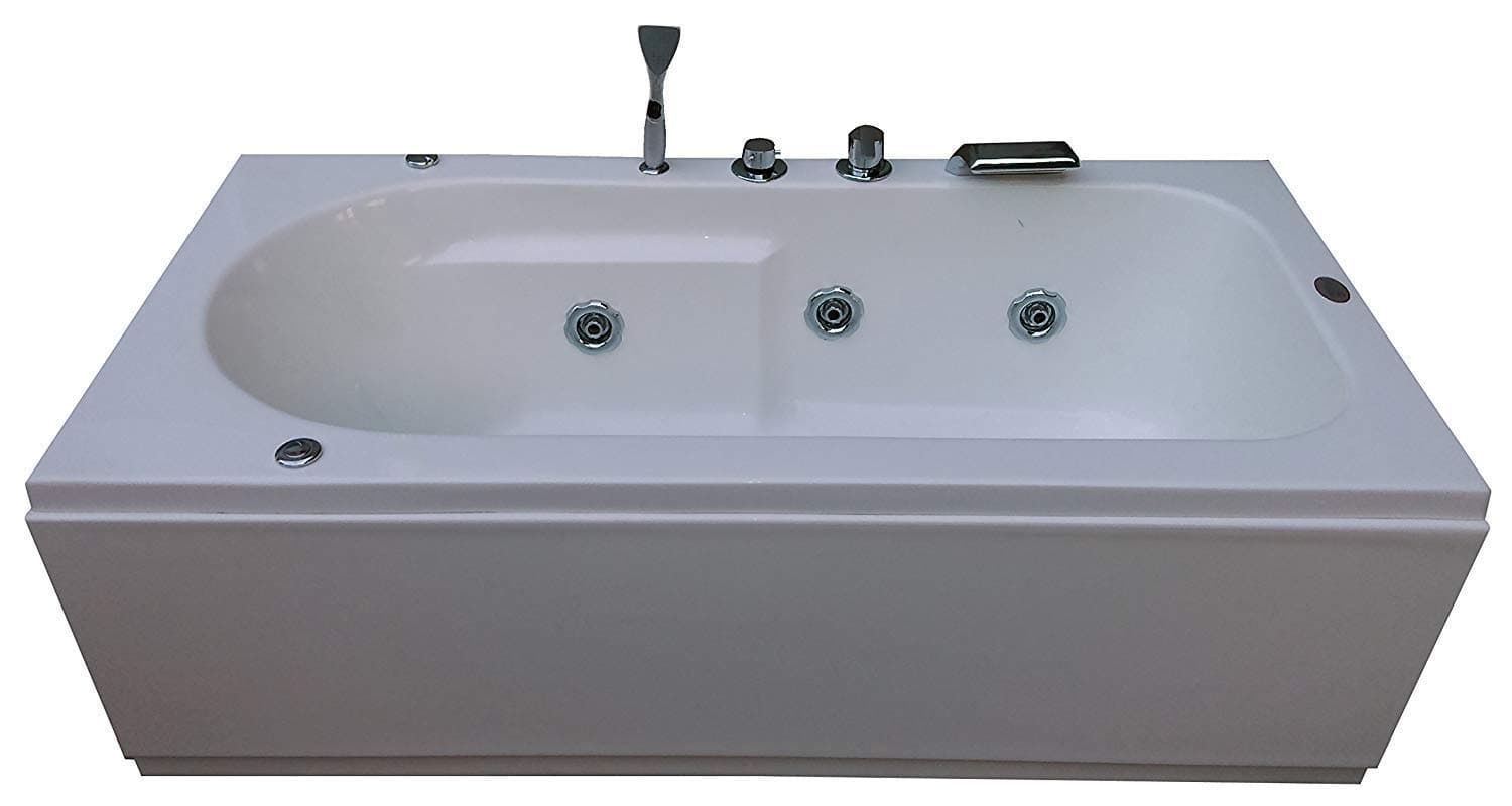 MADONNA Alexander 6 ft Rectangular Acrylic Massage Bathtub with Whirlpool Massage and Filler System (White)