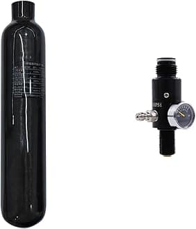 TUXING 4500psi Carbon Fiber PCP Paintball Tank 0.5L CE Approved Composite Cylinder with Paintball Regulator Valve Regulator Gauge Output Pressure:2200psi-M18*1.5…