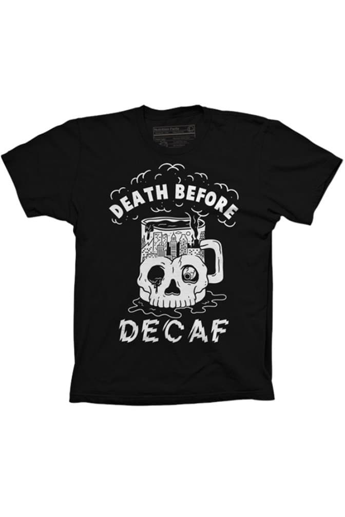 Pyknic Men's Death Before Decaf Tee M Black
