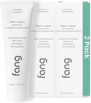 Farm Mint Natural Toothpaste|Fluoride Free Hydroxyapatite|Teeth Whitening|Heals Sensitive Teeth|Fights Cavities,Gum Diseases & Bad Breath | SLS & Chemical Free|Organic & Vegan|2x100g(Pack of 2)