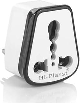 HI PLASST PINS N PLUGS HI-PLASST Hard PVC 5 to 15 Ampere Converter Socket for Big Size 16 Ampere Top with Universal Sockets for International (Black, 3)