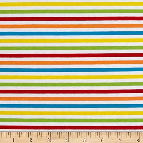 Rainbow Stripe Stretch Cotton Jersey Knit Fabric