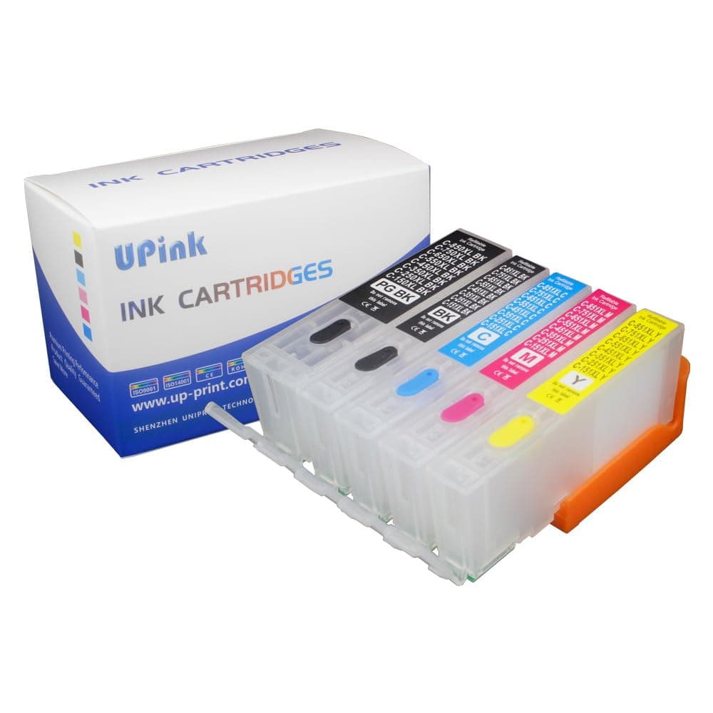 UPink 5 Colors PGI-250 CLI-251 Empty refillable Ink Cartridge Compatible for Canon MG5420 IP7220 MX722 MX922 MG5520 MG6420 MG5620 MG6620 MG5522 iX6800 iX6820 IP7210 MG5410 MX721 IX6810 Printer