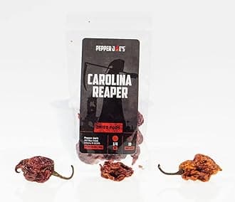 Pepper Joe’s Dried Carolina Reaper Peppers – 1/4oz Bag of World’s Hottest Dehydrated Pepper Pods – Whole Dried Chili Peppers for Cooking and Spice Making