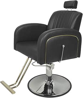 MEISHIDA Ladies Salon Chair Reclining Swivel & Hydraulic Chair Heavy Duty Hair Styling Chair for Beauty Salon, Spa Equipment (Black-Silver)